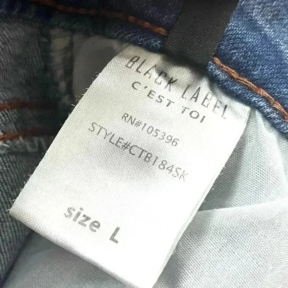 Black Label High Waisted Distressed Faded Mini Stretch Jean Skirt Size L - Picture 13 of 15